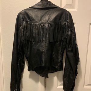 Fringe faux leather jacket